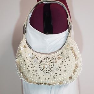 Express shoulder bag with mother of pearl accents